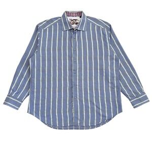 Robert Graham Mens Button Up Shirt - 3XL (Blue/White/Green) Plaid
